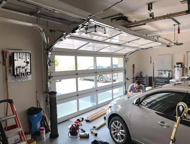 Garage door noise reduction service by Stafford Garage Door Repair in Stafford