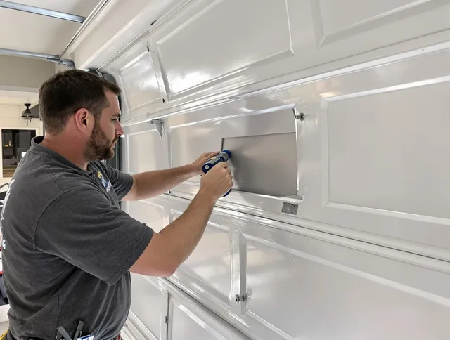 Garage door panel repair by Stafford Garage Door Repair in Stafford